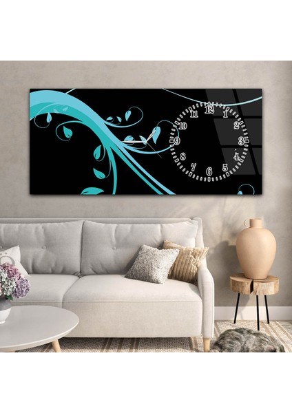 Yatay Saatli Yandan Sanat ve Doğa Temalı Cam Tablo YSYS098 modelleri