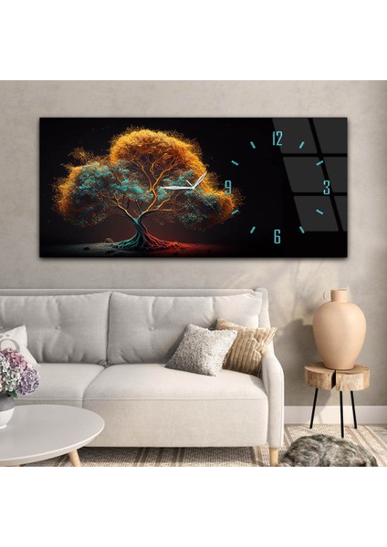 Yatay Saatli Yandan Sanat Temalı Cam Tablo YSYS258 modelleri