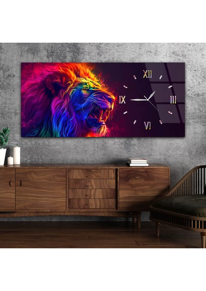 Yatay Saatli Yandan Sanat Temalı Cam Tablo YSYS347