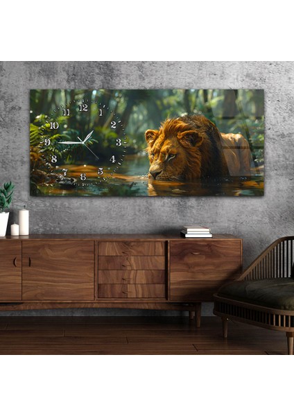 Yatay Saatli Yandan Sanat Temalı Cam Tablo YSYS361
