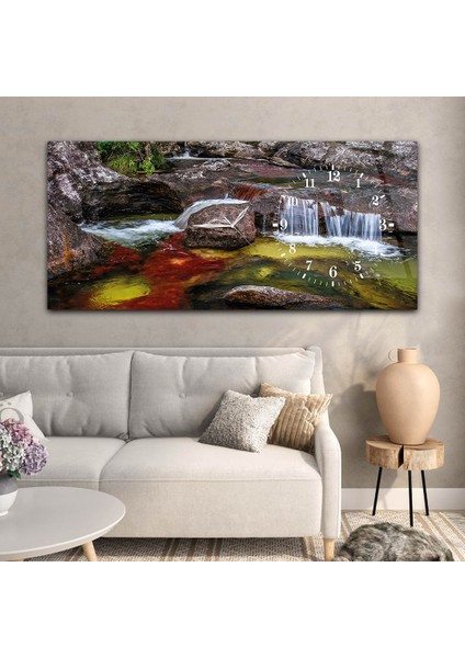 Yatay Saatli Yandan Sanat ve Doğa Temalı Cam Tablo YSYS040 modelleri