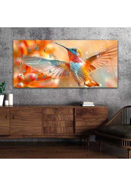 Yatay Saatli Yandan Sanat Temalı Cam Tablo YSYS367