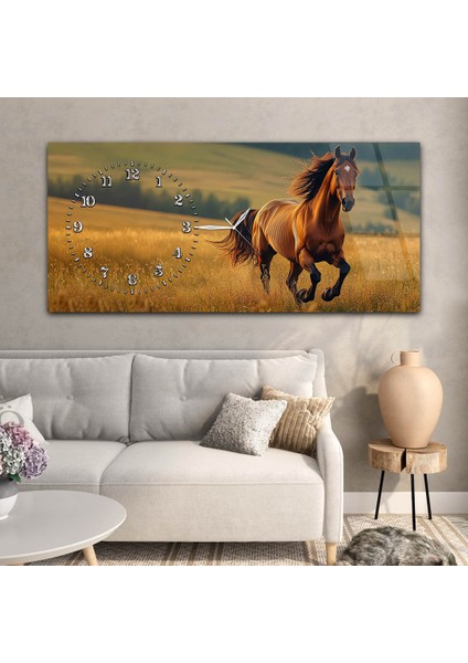 Yatay Saatli Yandan Sanat Temalı Cam Tablo YSYS301 modelleri