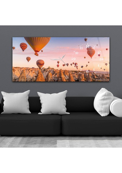 Yatay Saatli Yandan Sanat ve Doğa Temalı Cam Tablo YSYS079 fiyatları