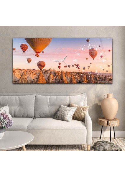Yatay Saatli Yandan Sanat ve Doğa Temalı Cam Tablo YSYS079 modelleri