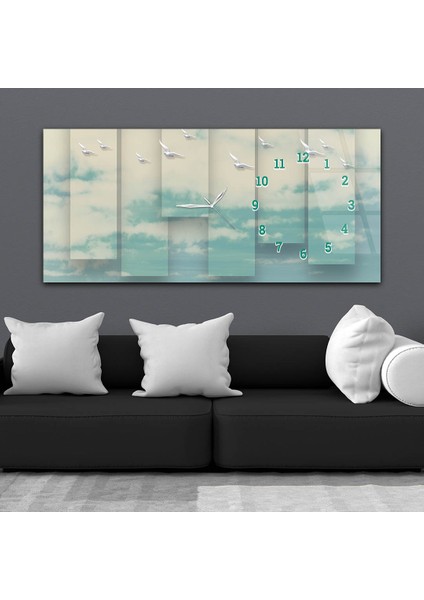 Yatay Saatli Yandan Sanat ve Doğa Temalı Cam Tablo YSYS119 fiyatları
