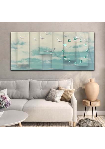 Yatay Saatli Yandan Sanat ve Doğa Temalı Cam Tablo YSYS119 modelleri