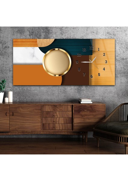 Yatay Saatli Yandan Sanat ve Doğa Temalı Cam Tablo YSYS153