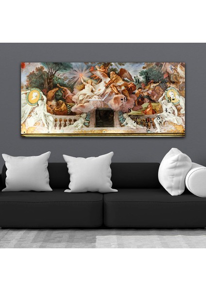Yatay Saatli Yandan Sanat ve Doğa Temalı Cam Tablo YSYS076 fiyatları