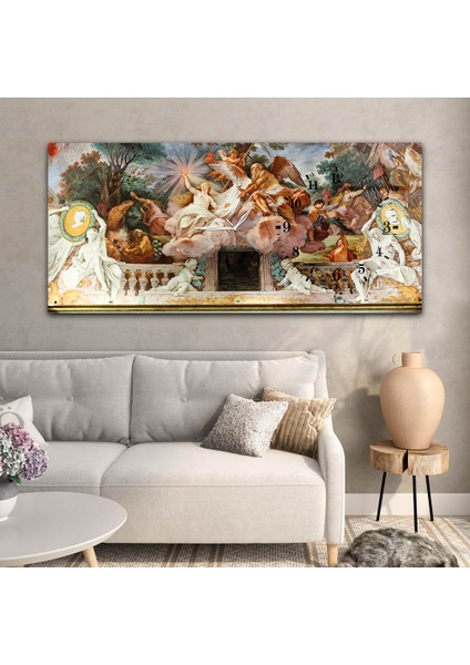 Yatay Saatli Yandan Sanat ve Doğa Temalı Cam Tablo YSYS076 modelleri