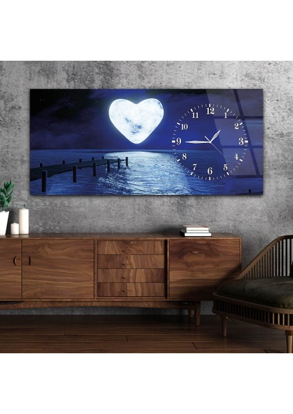 Yatay Saatli Yandan Sanat ve Doğa Temalı Cam Tablo YSYS004