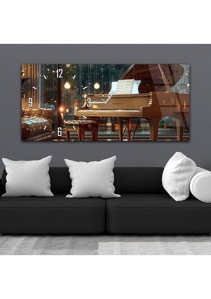 Yatay Saatli Yandan Sanat Temalı Cam Tablo YSYS378 fiyatları