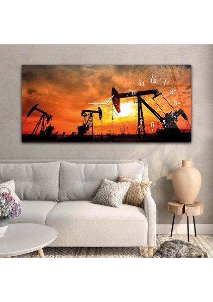 Yatay Saatli Yandan Sanat ve Doğa Temalı Cam Tablo YSYS049 modelleri