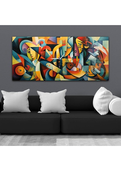 Yatay Saatli Yandan Sanat ve Doğa Temalı Cam Tablo YSYS154 fiyatları