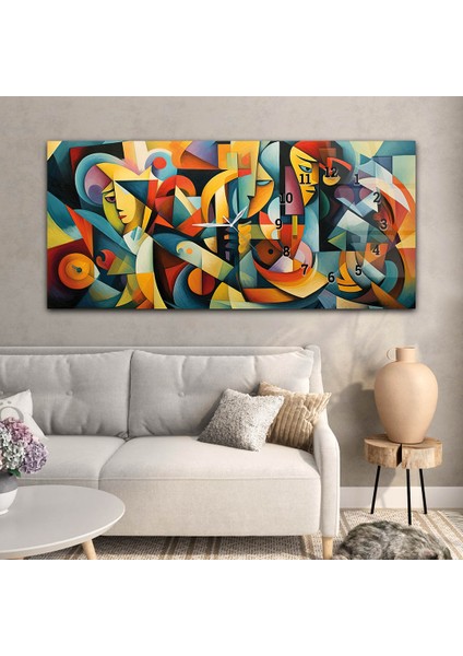 Yatay Saatli Yandan Sanat ve Doğa Temalı Cam Tablo YSYS154 modelleri