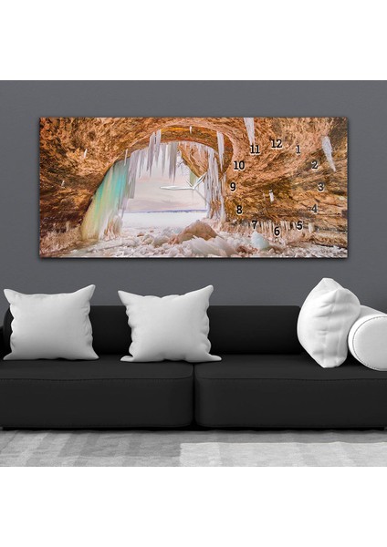 Yatay Saatli Yandan Sanat ve Doğa Temalı Cam Tablo YSYS123 fiyatları