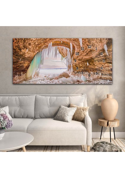 Yatay Saatli Yandan Sanat ve Doğa Temalı Cam Tablo YSYS123 modelleri
