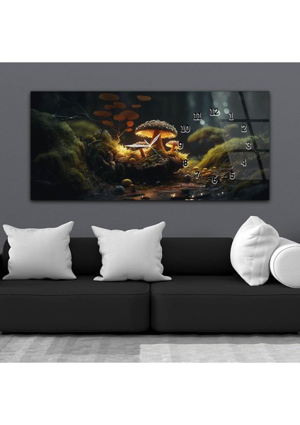 Yatay Saatli Yandan Sanat ve Doğa Temalı Cam Tablo YSYS217 fiyatları