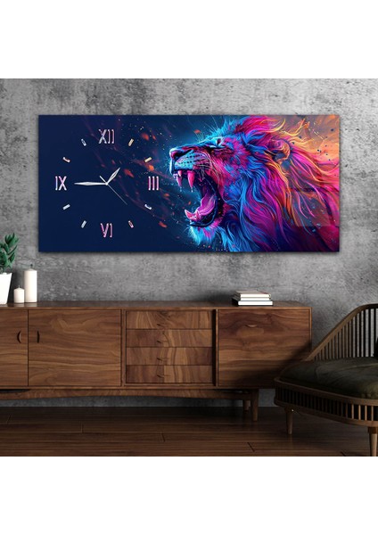Yatay Saatli Yandan Sanat Temalı Cam Tablo YSYS346