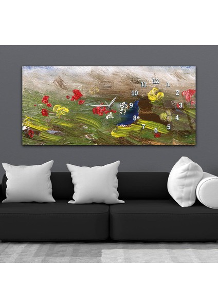 Yatay Saatli Yandan Sanat ve Doğa Temalı Cam Tablo YSYS187 fiyatları