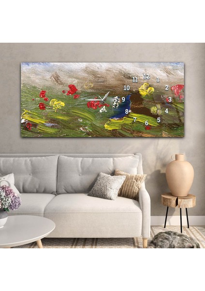 Yatay Saatli Yandan Sanat ve Doğa Temalı Cam Tablo YSYS187 modelleri