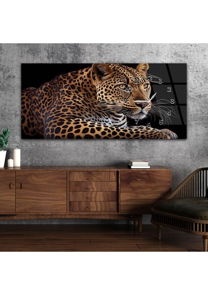Yatay Saatli Yandan Sanat ve Doğa Temalı Cam Tablo YSYS129