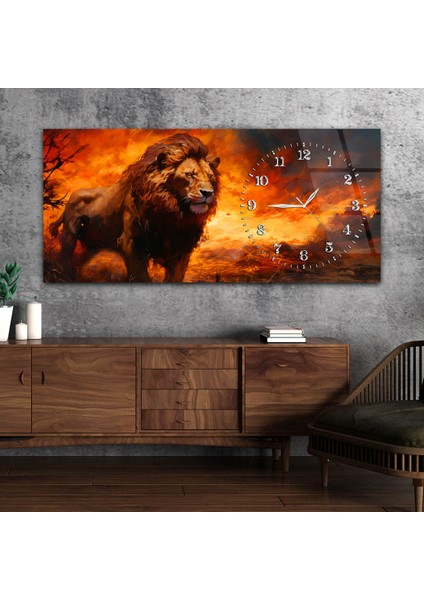 Yatay Saatli Yandan Sanat Temalı Cam Tablo YSYS302