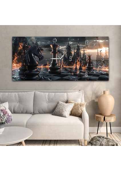 Yatay Saatli Yandan Sanat Temalı Cam Tablo YSYS297 modelleri