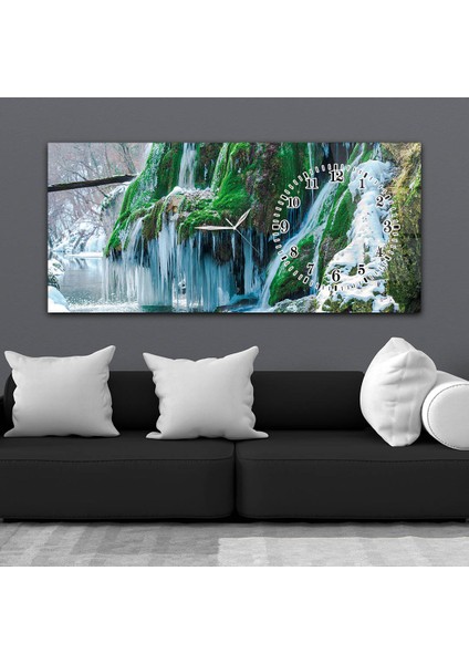 Yatay Saatli Yandan Sanat ve Doğa Temalı Cam Tablo YSYS095 fiyatları