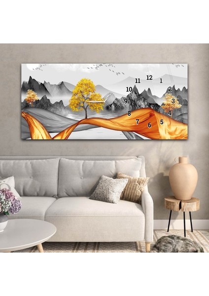 Yatay Saatli Yandan Sanat ve Doğa Temalı Cam Tablo YSYS168 modelleri