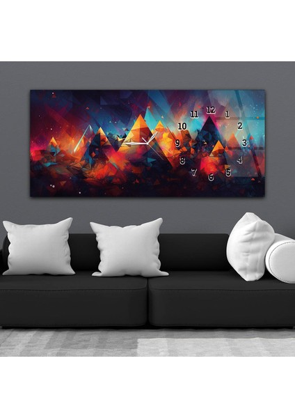 Yatay Saatli Yandan Sanat ve Doğa Temalı Cam Tablo YSYS207 fiyatları