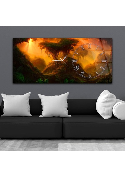 Yatay Saatli Yandan Sanat Temalı Cam Tablo YSYS261 fiyatları