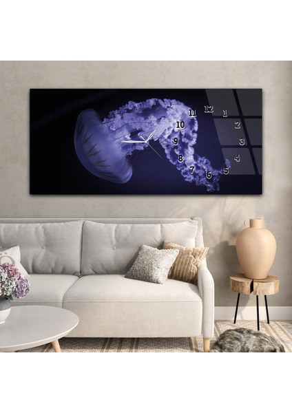 Yatay Saatli Yandan Sanat ve Doğa Temalı Cam Tablo YSYS219 modelleri