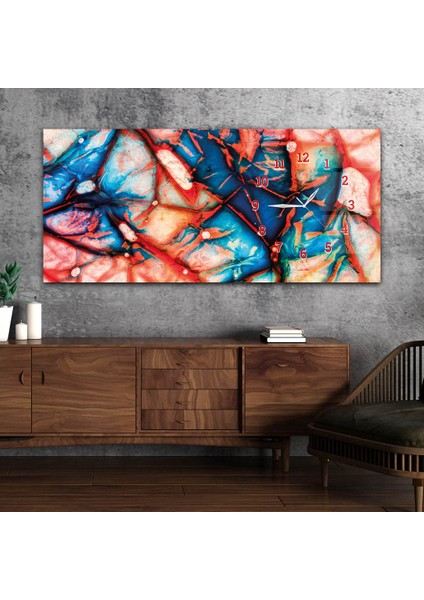 Yatay Saatli Yandan Sanat ve Doğa Temalı Cam Tablo YSYS145