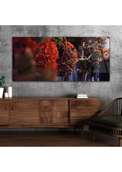 Yatay Saatli Yandan Sanat ve Doğa Temalı Cam Tablo YSYS212