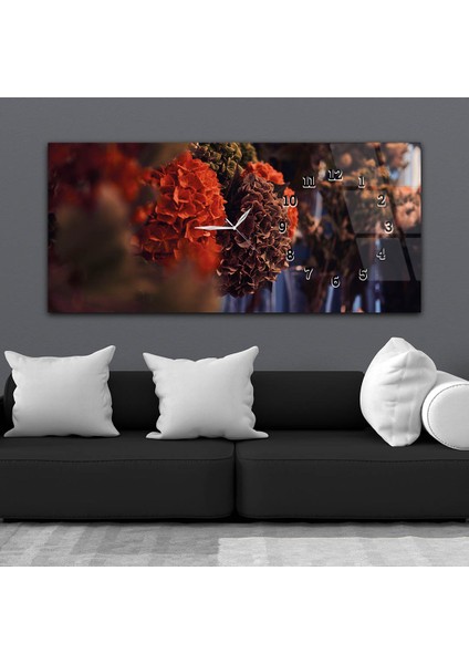 Yatay Saatli Yandan Sanat ve Doğa Temalı Cam Tablo YSYS212 fiyatları