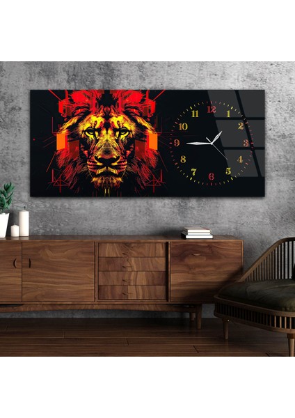 Yatay Saatli Yandan Sanat Temalı Cam Tablo YSYS351
