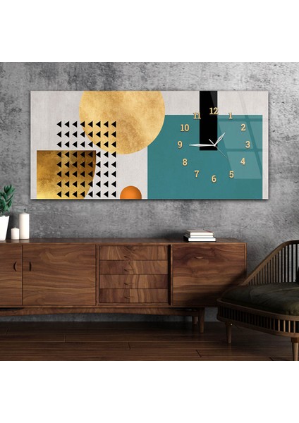 Yatay Saatli Yandan Sanat ve Doğa Temalı Cam Tablo YSYS151