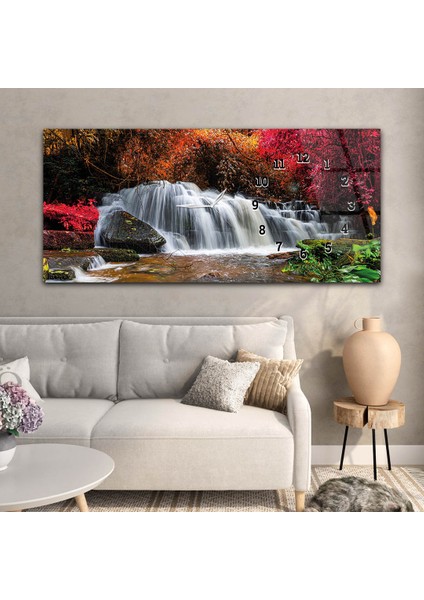Yatay Saatli Yandan Sanat ve Doğa Temalı Cam Tablo YSYS176 modelleri