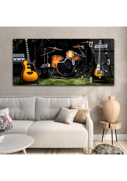 Yatay Saatli Yandan Sanat Temalı Cam Tablo YSYS381 modelleri