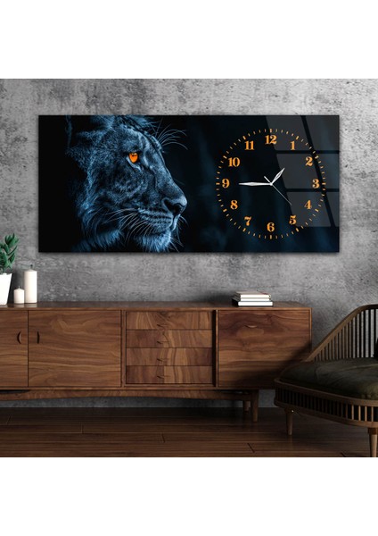Yatay Saatli Yandan Sanat Temalı Cam Tablo YSYS299