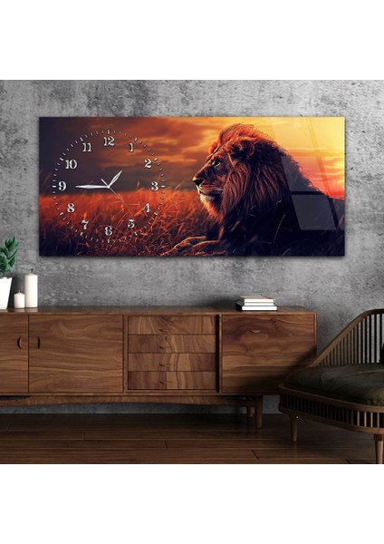 Yatay Saatli Yandan Sanat Temalı Cam Tablo YSYS335