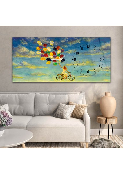 Yatay Saatli Yandan Sanat ve Doğa Temalı Cam Tablo YSYS050 modelleri