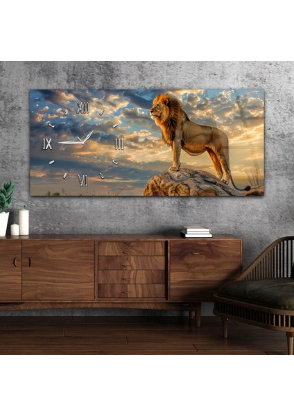 Yatay Saatli Yandan Sanat Temalı Cam Tablo YSYS325