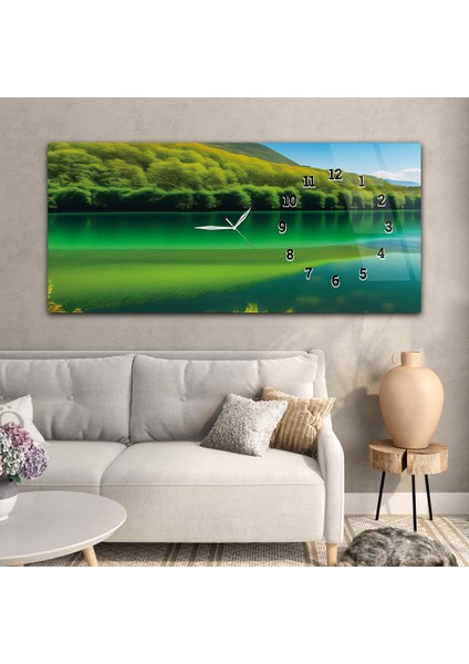 Yatay Saatli Yandan Sanat ve Doğa Temalı Cam Tablo YSYS179 modelleri