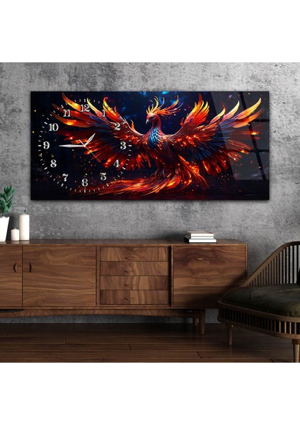 Yatay Saatli Yandan Sanat Temalı Cam Tablo YSYS295