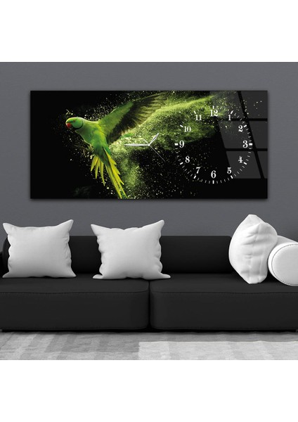 Yatay Saatli Yandan Sanat ve Doğa Temalı Cam Tablo YSYS091 fiyatları