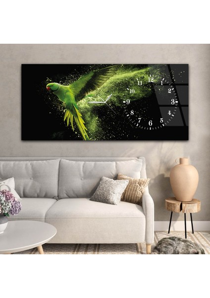 Yatay Saatli Yandan Sanat ve Doğa Temalı Cam Tablo YSYS091 modelleri