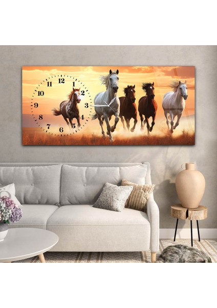 Yatay Saatli Yandan Sanat Temalı Cam Tablo YSYS310 modelleri