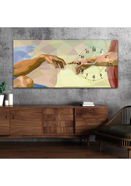 Yatay Saatli Yandan Sanat ve Doğa Temalı Cam Tablo YSYS073